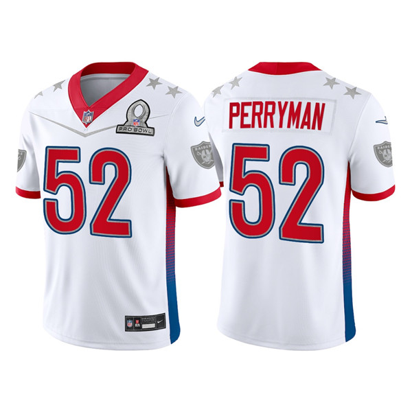 Men’s Las Vegas Raiders #52 Denzel Perryman 2022 White AFC Pro Bowl Stitched Jersey